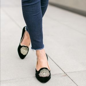 Birdies EUC Black Velvet Slippers